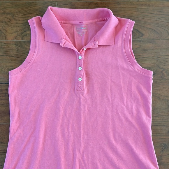 L.L. Bean Pink Half Button Down Sleeveless Shirt Top - Picture 2 of 10